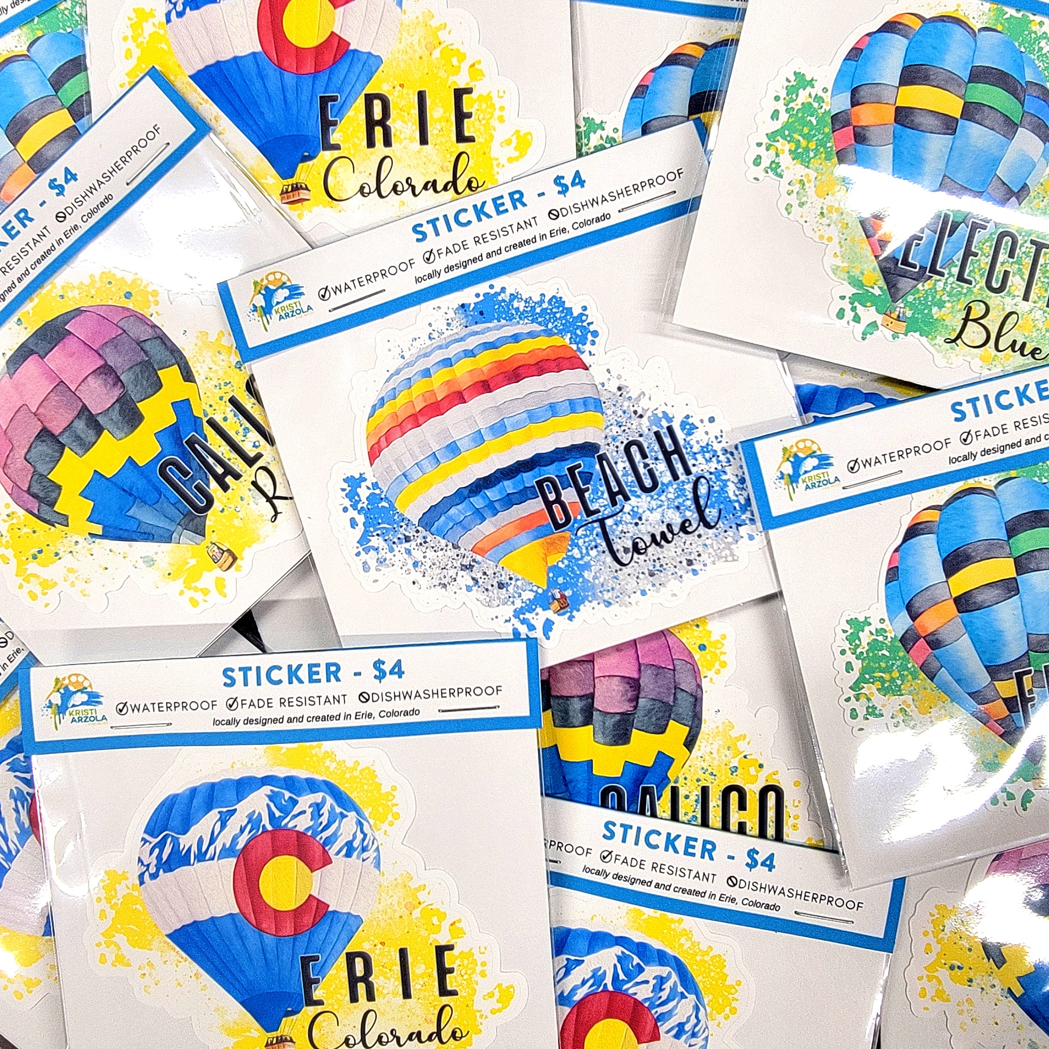 Fuzzy Hot Air Balloon Vintage Stickers