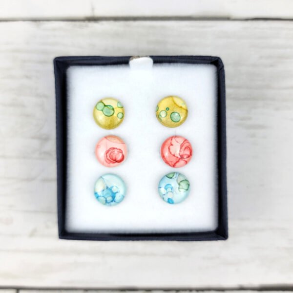 "Set #19" Hand Painted Stud Earrings - Image 3