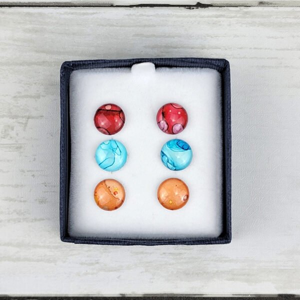 "Set #5" Hand Painted Stud Earrings - Image 3