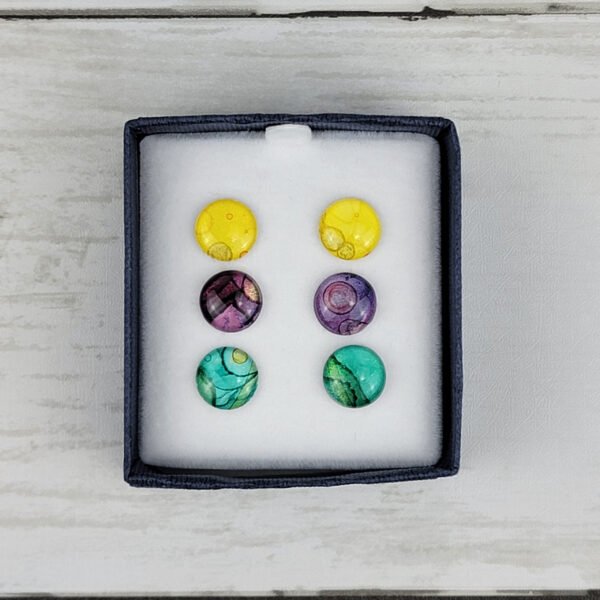 "Set #7" Hand Painted Stud Earrings - Image 3