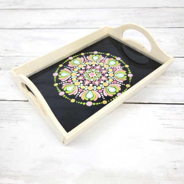 "Mandala" Hand-Painted Wood Tray Set - Image 2