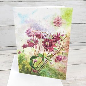 "Maroon Blooms" Single Notecard
