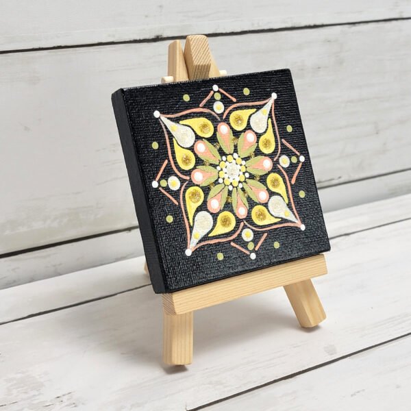 "Solar Harmony" Mini Mandala Painting - Image 2