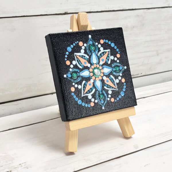 "Coral Sky" Mini Mandala Painting - Image 3