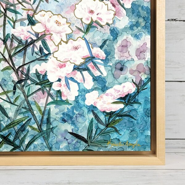 "Flowering Pink Bush" Original Alcohol Ink Painting - Image 2