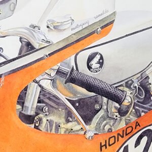 "1963 Honda CR93" Original Watercolor Painting - Image 4