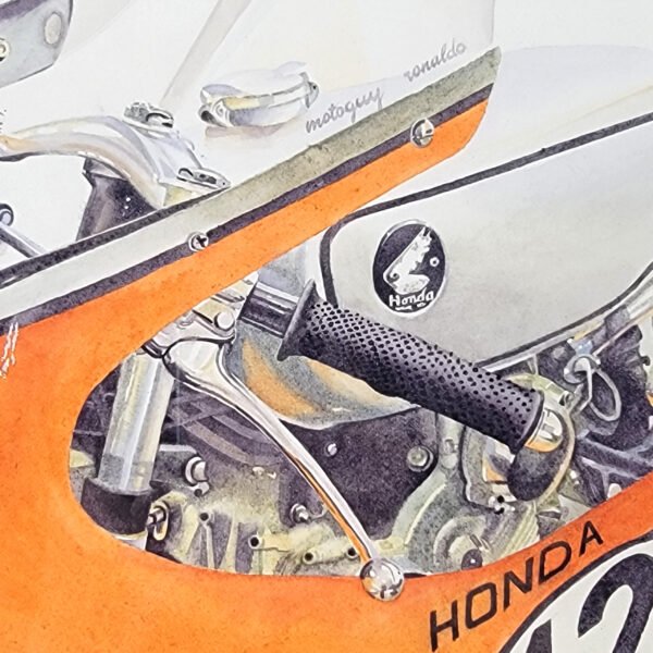 "1963 Honda CR93" Original Watercolor Painting - Image 4