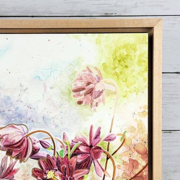 "Maroon Blooms" Original Alcohol Ink Painting - Image 2