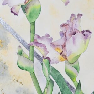"Pink Iris" Original Watercolor Painting - Image 4