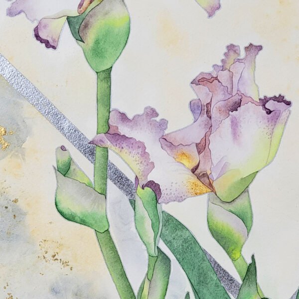 "Pink Iris" Original Watercolor Painting - Image 4
