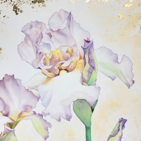 "Pink Iris" Original Watercolor Painting - Image 3