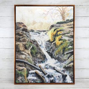 "Waterfall at Sunset" Original Watercolor Painting