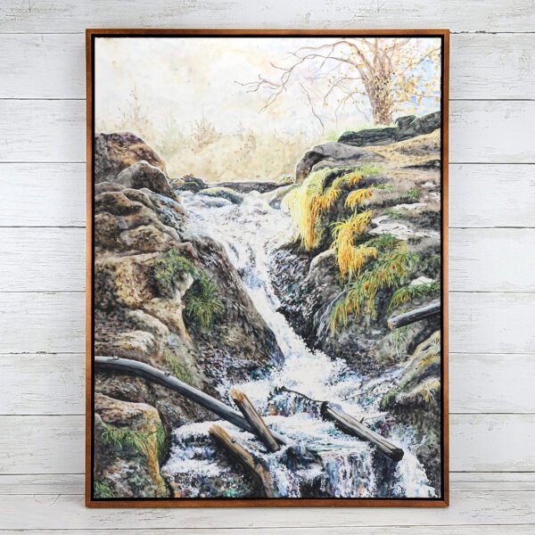 "Waterfall at Sunset" Original Watercolor Painting