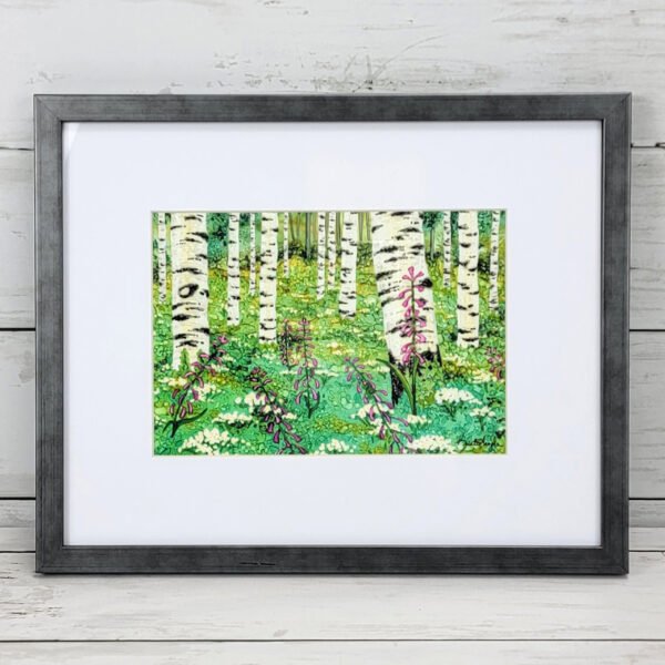 "Woodland Aspens" Original Alcohol Ink Painting