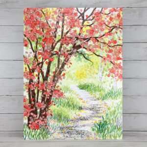 "Red Maple" Original Alcohol Ink Painting