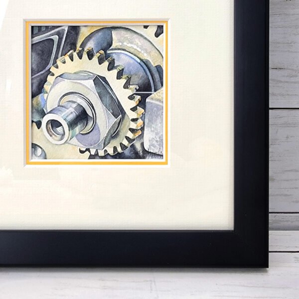"Drive Gears" Mini Moto Original Watercolor Painting - Image 2