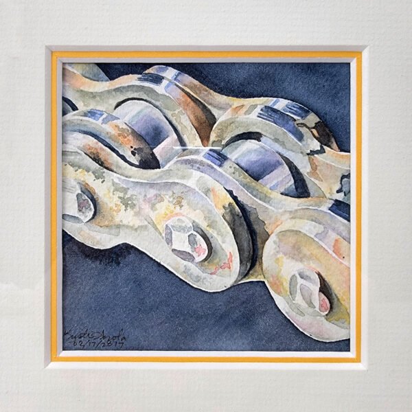 "Chain Links" Mini Moto Original Watercolor Painting - Image 3