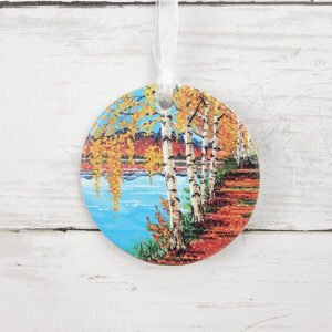 "Fall Aspens" 3 inch Ceramic Art Ornament