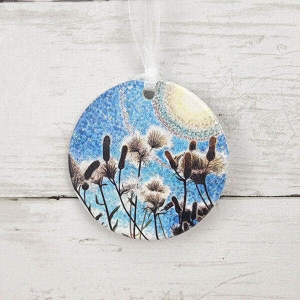 "Blue Sunlight" 3 inch Ceramic Art Ornament
