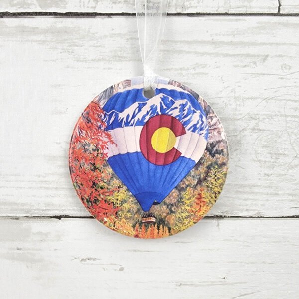 "CO Hot Air Balloon" 3 inch Ceramic Art Ornament