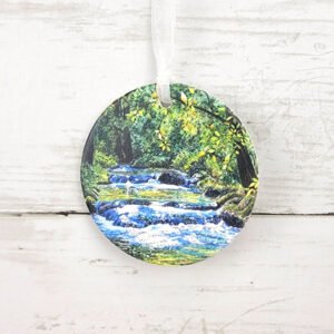 "Peaceful Creek" 3 inch Ceramic Art Ornament