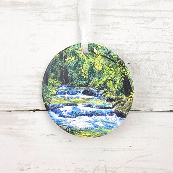 "Peaceful Creek" 3 inch Ceramic Art Ornament