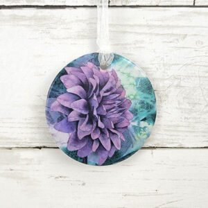 "Purple Dahlia" 3 inch Ceramic Art Ornament