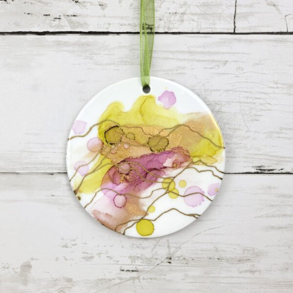 "Mt. Abstract 10" 4 inch Ceramic Disk Ornament