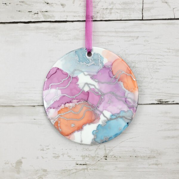 "Mt. Abstract 12" 4 inch Ceramic Disk Ornament