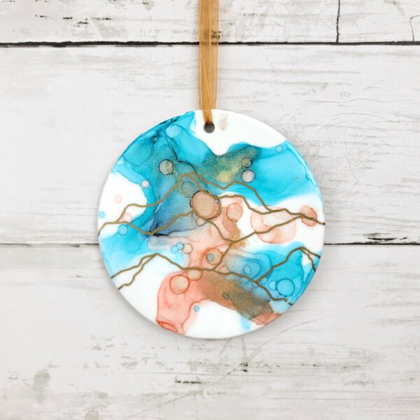 "Mt. Abstract 6" 4 inch Ceramic Disk Ornament