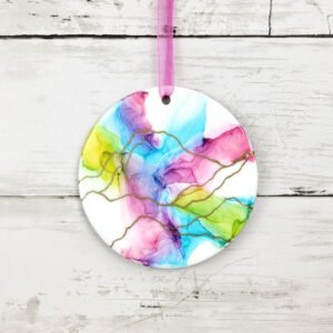 "Mt. Abstract 7" 4 inch Ceramic Disk Ornament