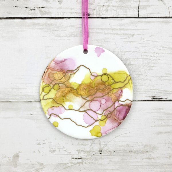 "Mt. Abstract 9" 4 inch Ceramic Disk Ornament