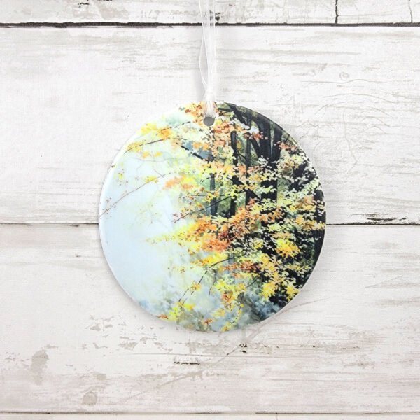 "Fall Sunrays" 4 inch Ceramic Art Ornament