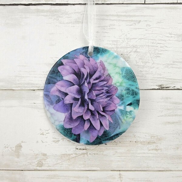 "Purple Dahlia" 4 inch Ceramic Art Ornament