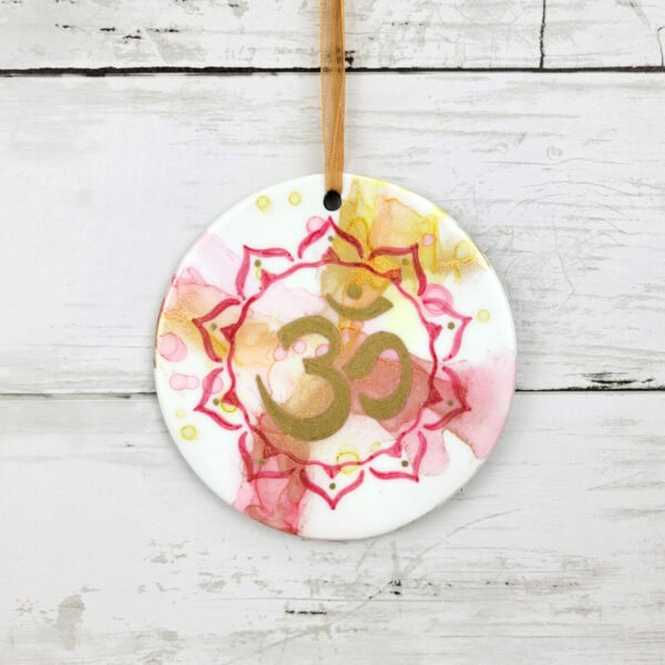 "Yoga 1" 4 inch Ceramic Disk Ornament