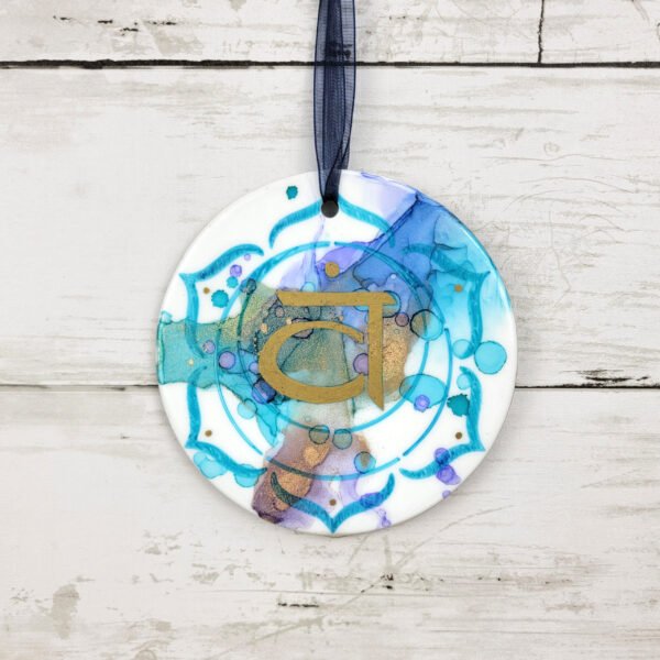 "Yoga 3" 4 inch Ceramic Disk Ornament