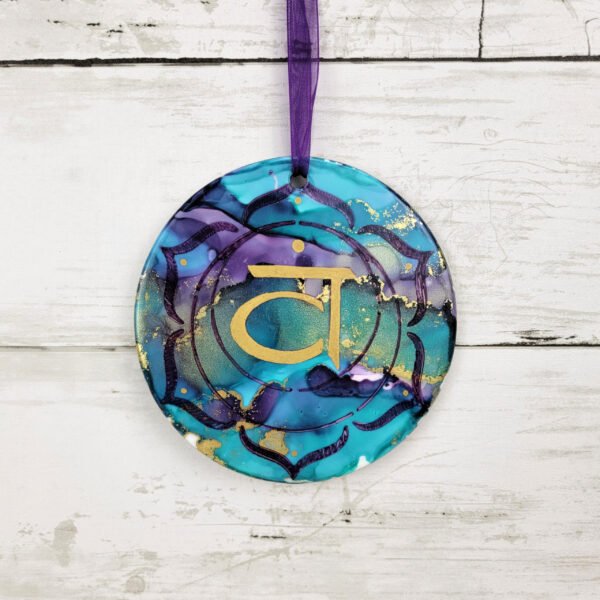 "Yoga 5" 4 inch Ceramic Disk Ornament
