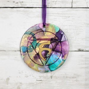 "Yoga 6" 4 inch Ceramic Disk Ornament