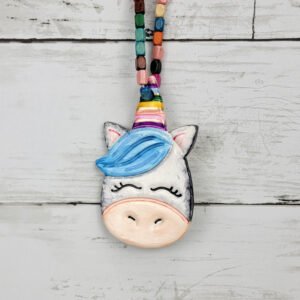"Blue Unicorn 1" Hand Formed Ceramic Ornament