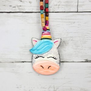 "Blue Unicorn 2" Hand Formed Ceramic Ornament