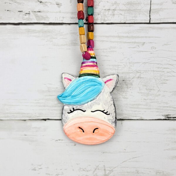 "Blue Unicorn 2" Hand Formed Ceramic Ornament