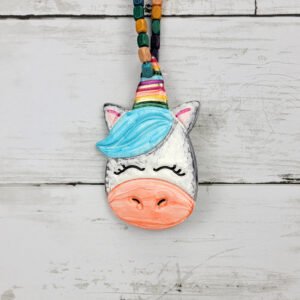 "Blue Unicorn 3" Hand Formed Ceramic Ornament