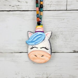 "Blue Unicorn 4" Hand Formed Ceramic Ornament