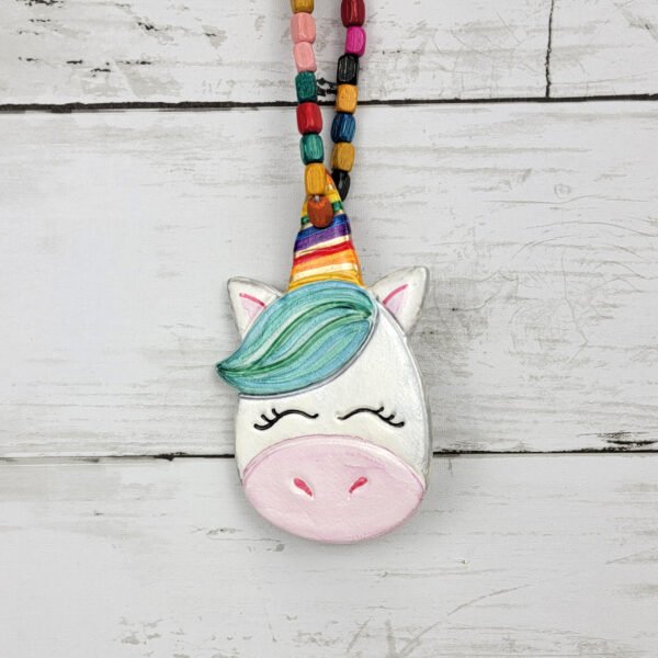 "Green Unicorn 3" Hand Formed Ceramic Ornament