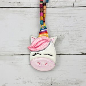 "Pink Unicorn 2" Hand Formed Ceramic Ornament