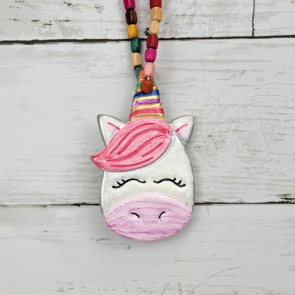 "Pink Unicorn 3" Hand Formed Ceramic Ornament