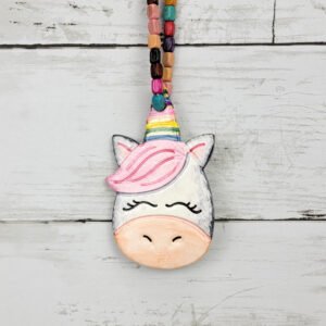 "Pink Unicorn 4" Hand Formed Ceramic Ornament