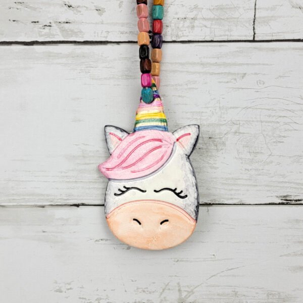 "Pink Unicorn 4" Hand Formed Ceramic Ornament