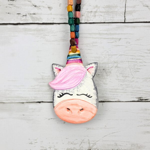 "Pink Unicorn 5" Hand Formed Ceramic Ornament