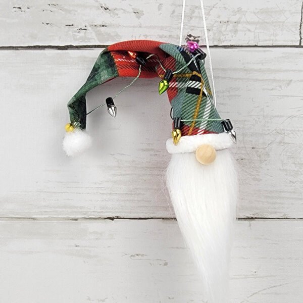 "Plaid 3" Gnome Ornament